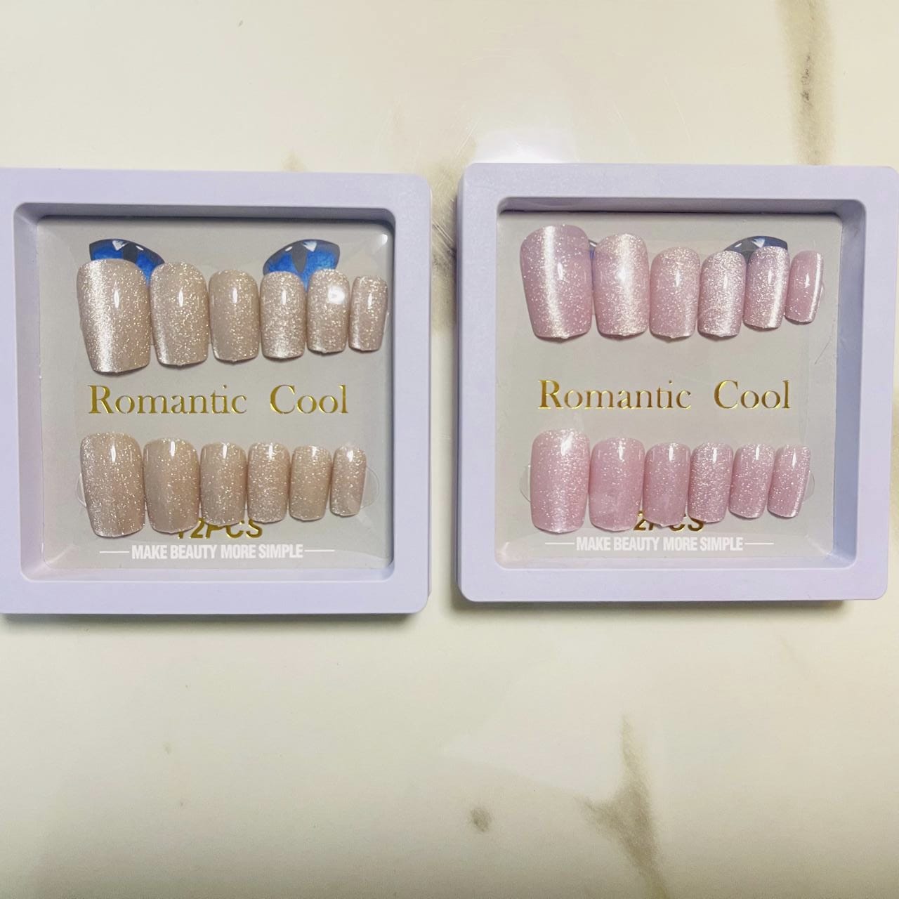 Romantic Cool Press-On Nail Set – 12 PCS